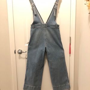 Free People cropped jean overalls, like new